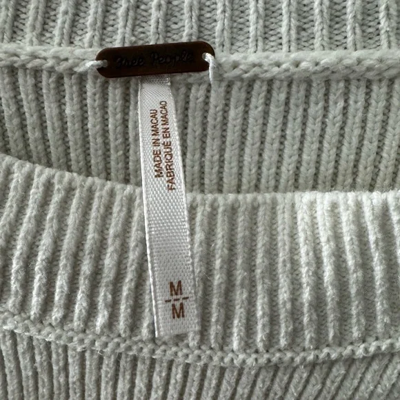 Free People Cream Cropped Crew Neck Sweater - Picture 2 of 4